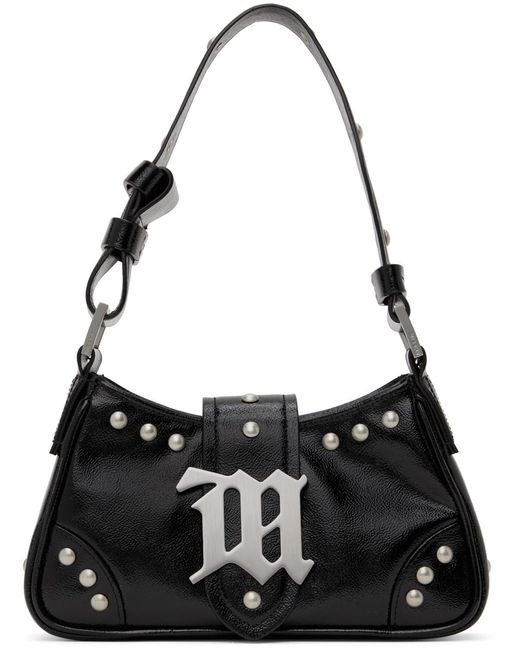 M I S B H V Black Leather Studded Small Bag