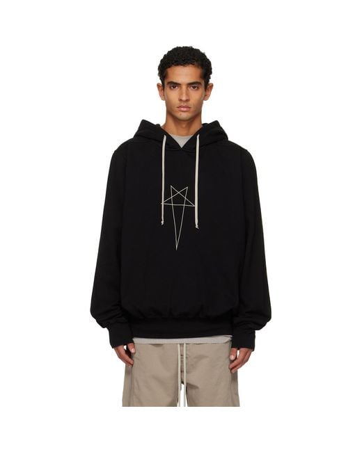 Rick Owens Black Penta Oversized Hoodie for men