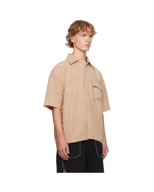 Amiri Natural Script Linen Shirt for men