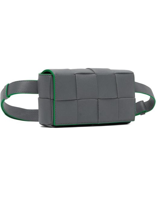 Bottega Veneta Black Gray Mini Cassette Belt Bag for men