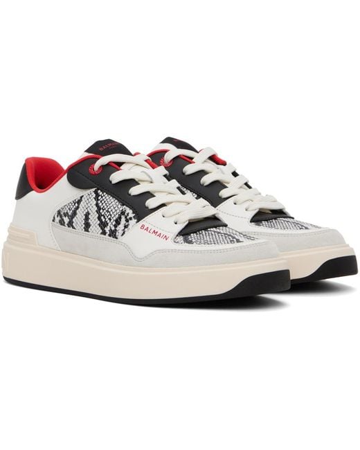 Balmain Black B-court Flip Snake-effect Sneakers for men