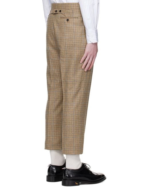Thom Browne Natural Tan Backstrap Gunclub Check Cheviot Tweed Trousers for men
