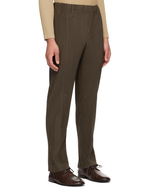 Pantalon ajusté plissé 1 kaki Homme Plissé Issey Miyake pour homme en coloris Brown