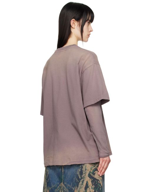 Acne パープル レイヤード プリントTシャツ Multicolor