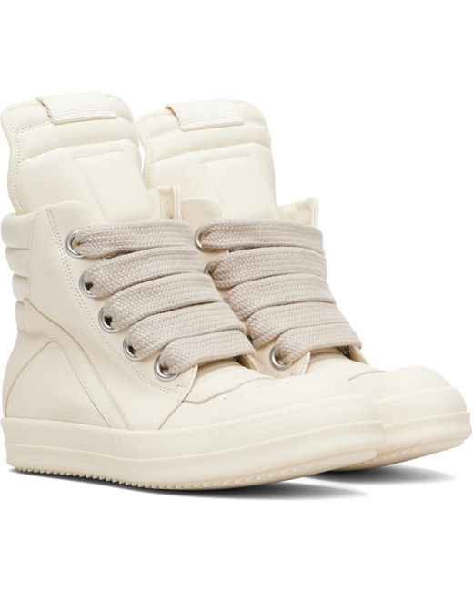 Rick Owens White Off- Temple Jumbolace Geobasket Sneakers for men