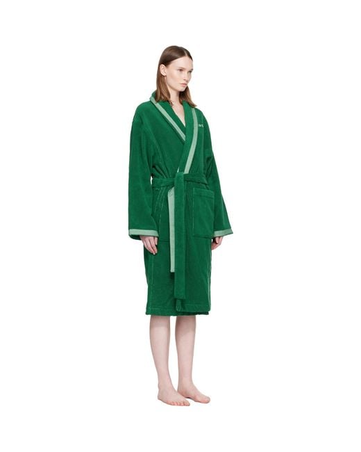 Versace Green Cotton-Terry Jacquard Bathrobe