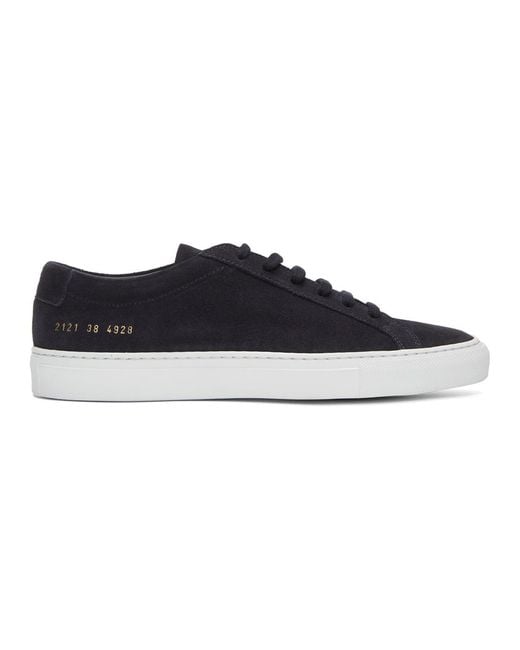 Common Projects Blue Navy And White Suede Original Achilles Low Sneakers for men