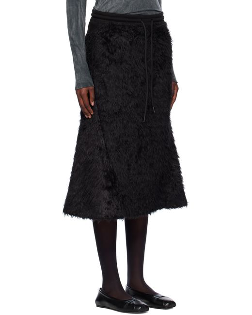 Jupe Midi Noire En Fourrure Synthétique À Poils Longs OPEN YY en coloris Black