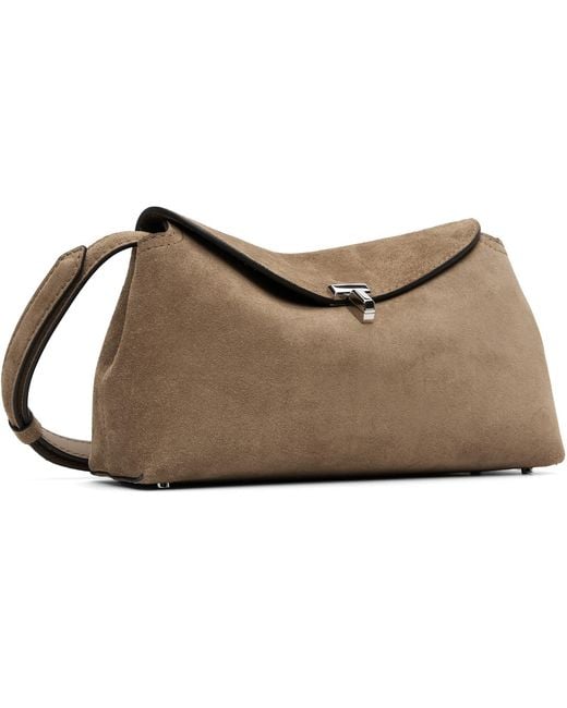 Totême Natural Tan T-Lock Suede Clutch