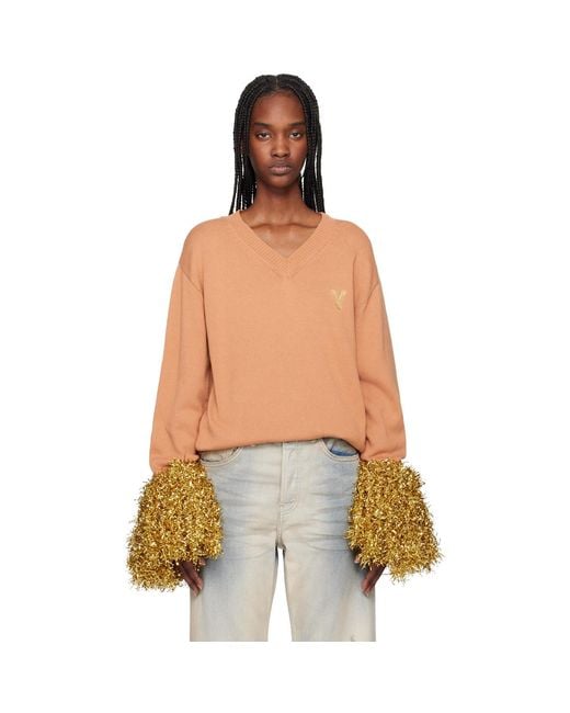 Doublet Blue Tan Cheerleading Pompon Sweater