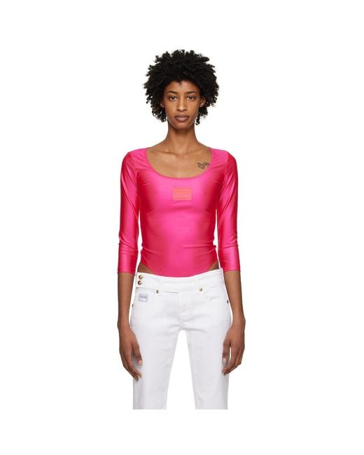 Versace Jeans Couture Red Pink Patch Bodysuit