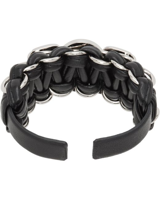 Toga Leather Braid Bangle Bracelet in Black | Lyst UK