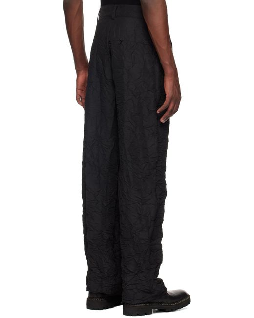 Spencer Badu Black Crinkled Trousers for men