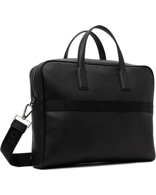 Boss Black Foil-Print Logo Briefcase for men
