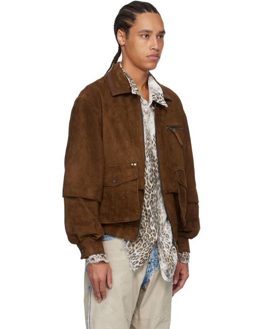 ANDERSSON BELL Brown Mikoos Suede Bomber Jacket for men