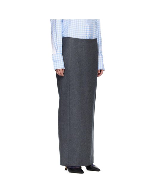 Thom Browne Black Solid Wool Flannel Pencil Maxi Skirt