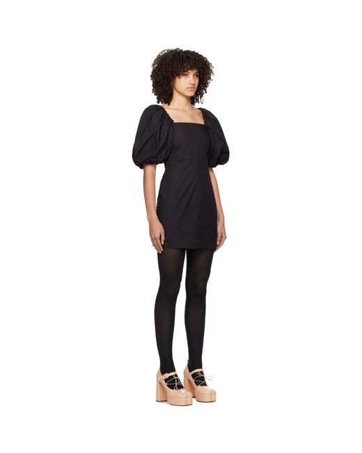 Ganni Black Twisted Sleeves Minidress