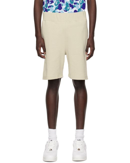 A Bathing Ape Natural Ape Head One Point Shorts for men
