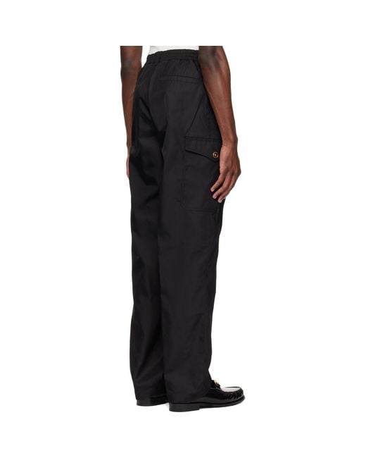 Versace Black Nylon Cargo Pants for men