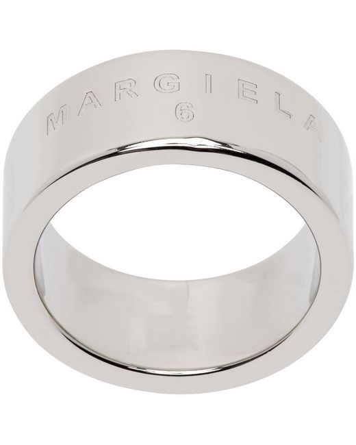 MM6 by Maison Martin Margiela White Silver Minimal Logo Ring