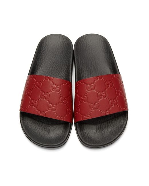 Gucci Red GG Supreme Pool Slides