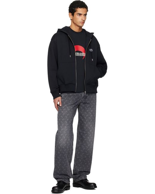 Jean Ample Gris À Logos De Lune Imprimés Au Laser MARINE SERRE pour homme en coloris Black