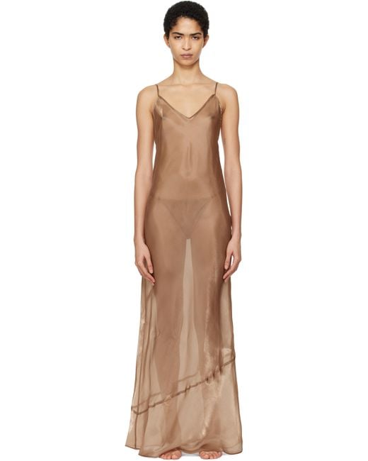 Skims Black Tan Liquid Organza Cami Long Maxi Dress