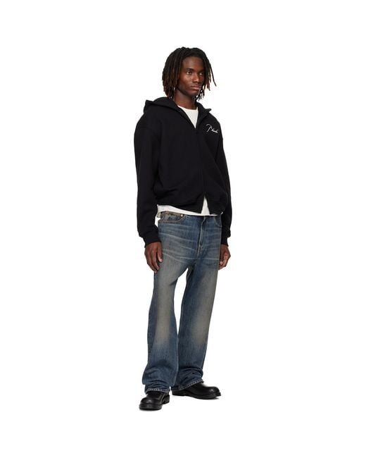 Rhude Black Classique Zip Up Hoodie for men