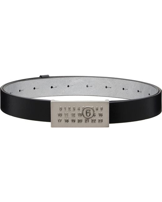 MM6 by Maison Margiela Black Numeric Buckle Leather Belt