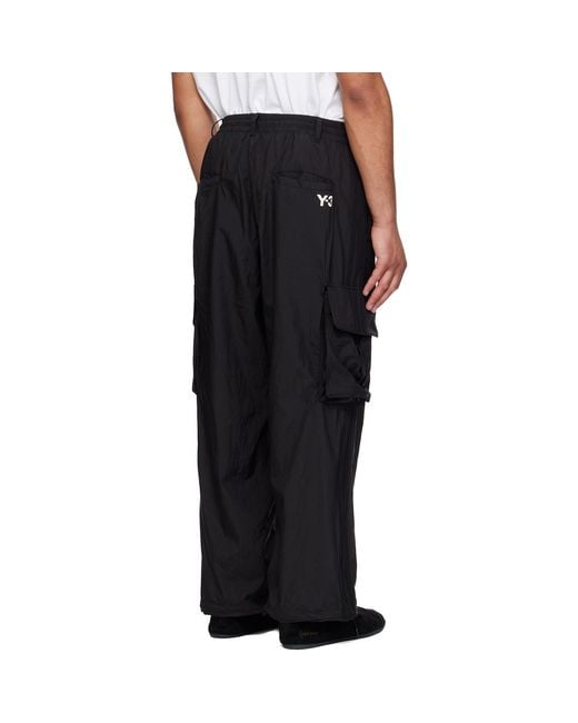 Y-3 Black Nylon Wi 3 Stripes Cargo Pants for men