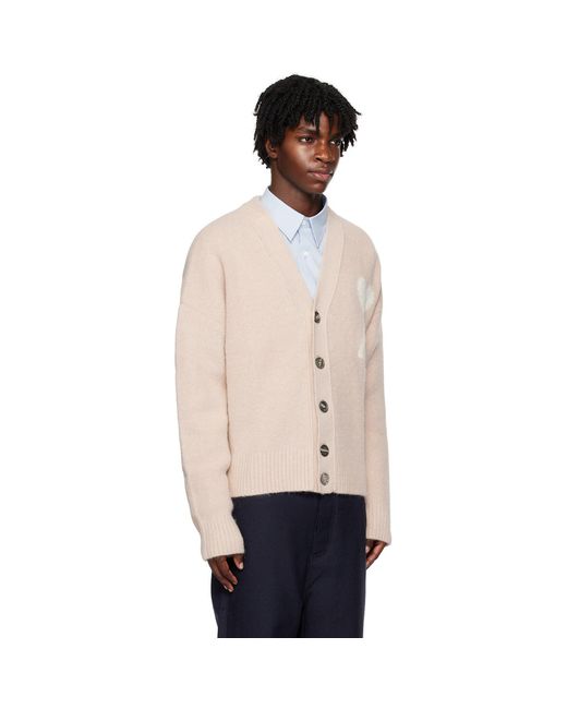 AMI Black Pink Ami De Cœur Cardigan for men
