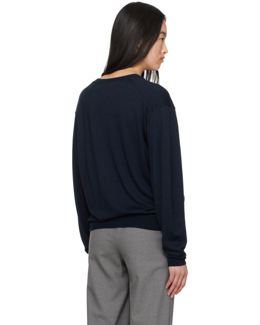 Auralee ネイビー Product Dyed Wool Knit Vネックセーター Blue