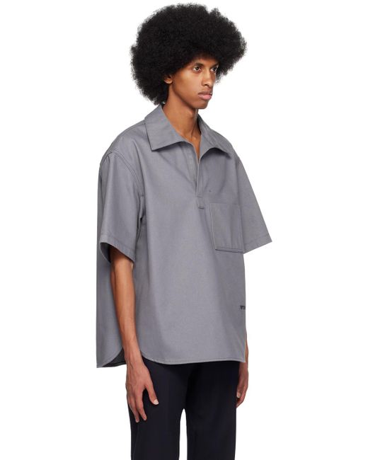 Wooyoungmi Multicolor Gray Patch Pocket Denim Shirt for men