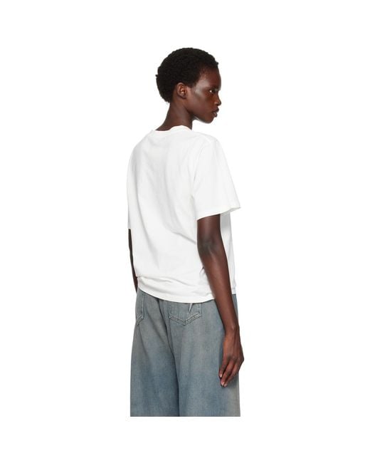 MM6 by Maison Margiela White Off- Overdyed Handwritten-Print T-Shirt