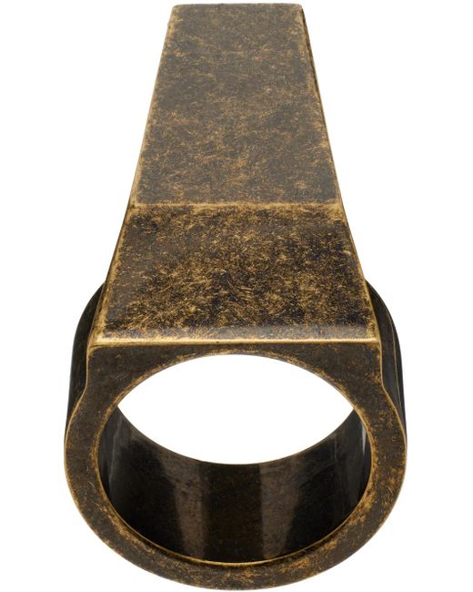 Rick Owens Metallic Gold Trunk Ring for men