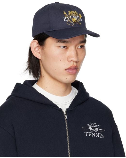 Palmes Blue Embroidered Cap for men