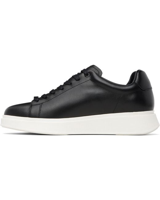Boss Black Rubber-Outsole Leather Sneakers for men