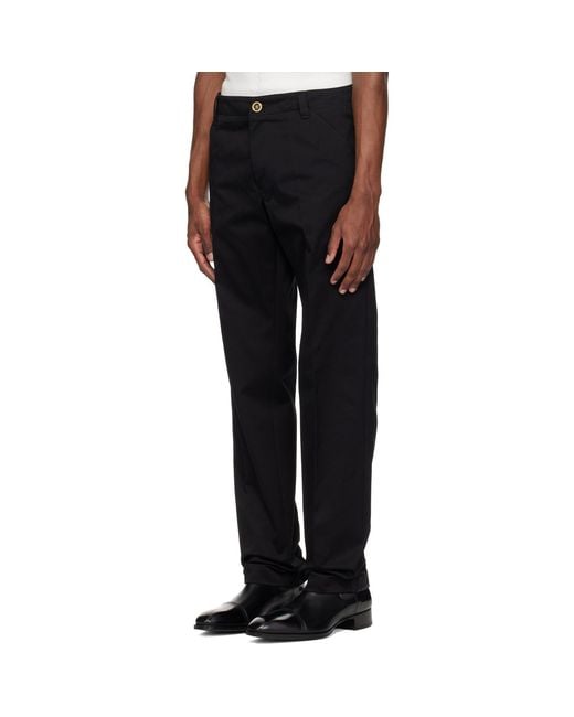 Versace Black Cotton-Gabardine Chino Trousers for men