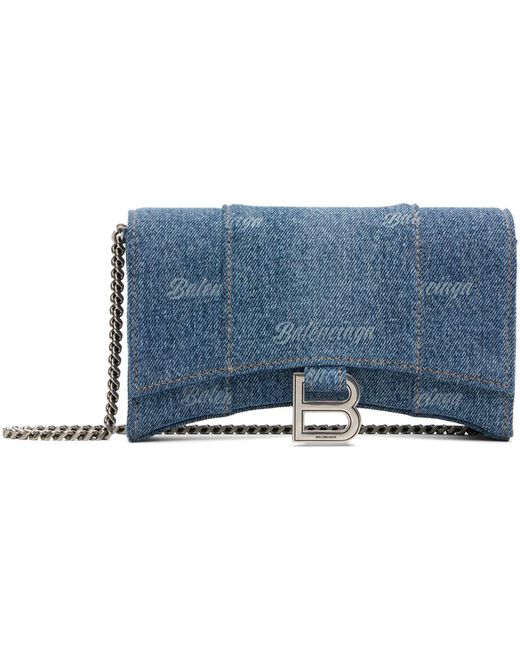 Balenciaga Blue Hourglass Wallet On Chain Bag