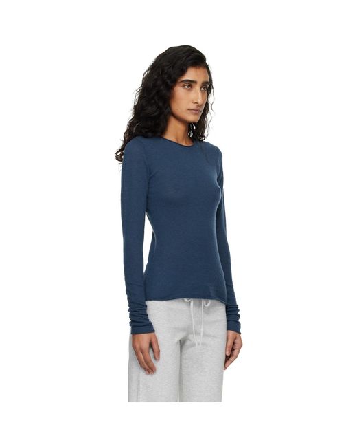 Skims Blue Featherweight Cashmere Long Sleeve Top