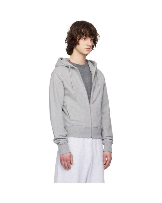 Entire studios Gray Slim Zip Up Hoodie for men