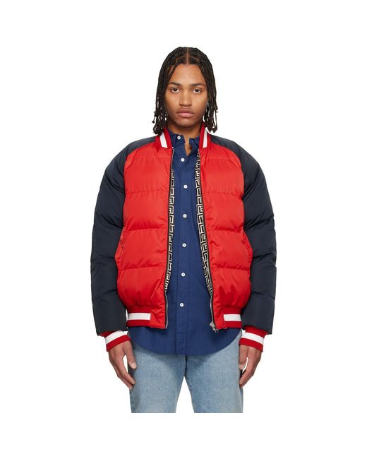 Balmain Red Bicolor Reversible Puffer Jacket for men