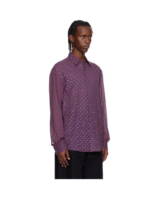 Dries Van Noten Purple Sequinned Shirt for men