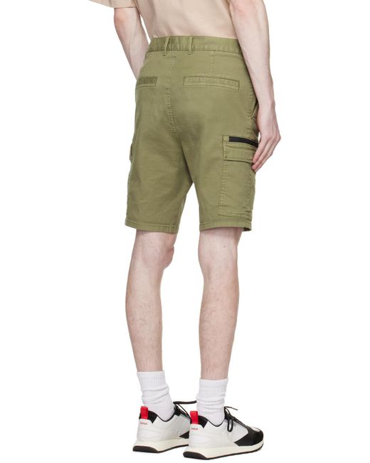 HUGO Green Khaki Label Cargo Shorts for men