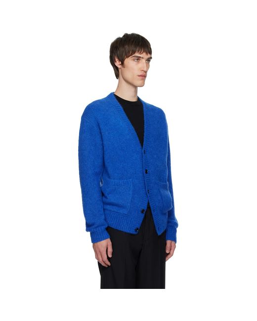 Dries Van Noten Blue Alpaca Cardigan for men