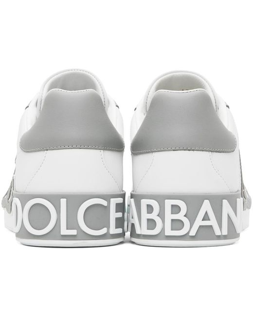 Dolce & Gabbana Black Dolce&gabbana White & Gray Portofino Sneakers for men