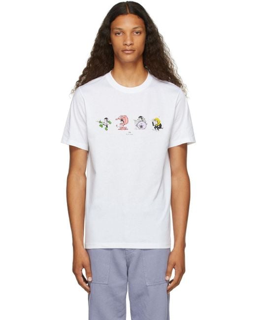 PS by Paul Smith Cotton Monkey Line-up T-shirt in White for Men | Lyst  Australia