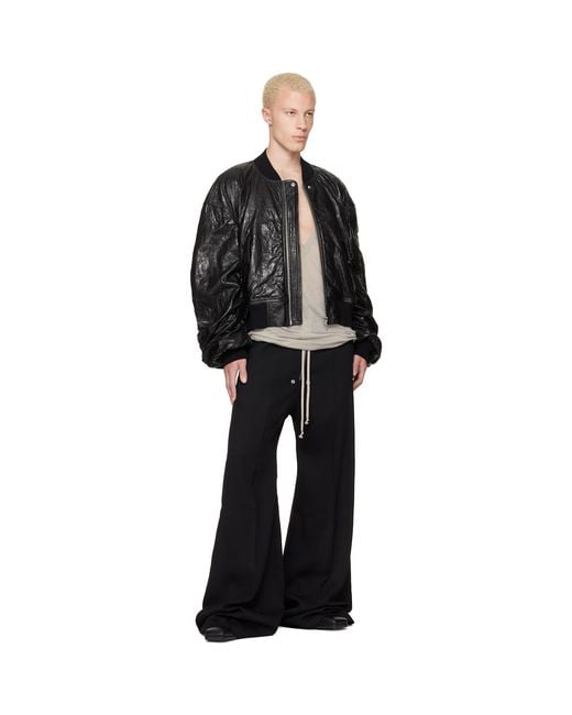 Rick Owens Black Tower Secchia Flight Leather Bomber Jacket for men