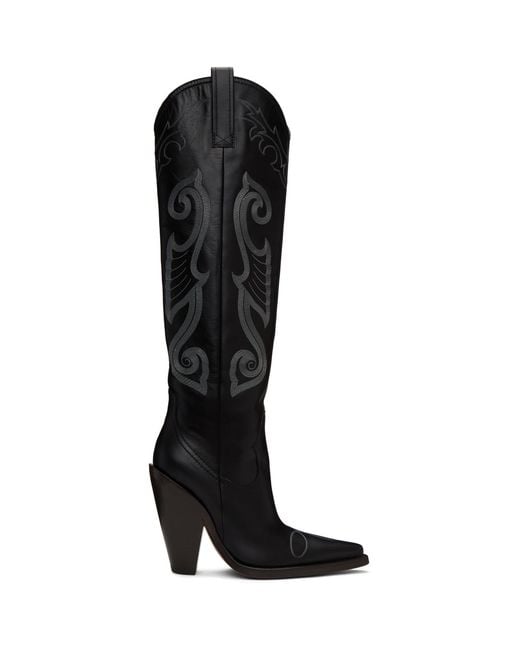 Moschino Black High Western Boots