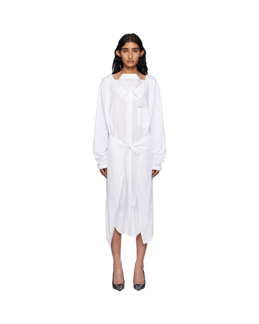 Robe Midi Blanche À Col Transformable Pushbutton en coloris Black